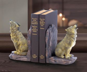 Unique Howling Wolf Bookends for Home Decor Unique Howling Wolf Bookends for Home Decor