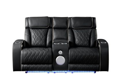 Fortuner Modern Style Upholstery Recliner Loveseat Made with Wood & Massage Function Included-Black Fortuner Modern Style Upholstery Recliner Loveseat Made with Wood & Massage Function Included-Black