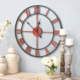 Decorative 18.5-inch Roman Numerals Silent Non-Ticking Wall Clock (Color: Red) Decorative 18.5-inch Roman Numerals Silent Non-Ticking Wall Clock (Color: Red)